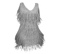 OBASDFD Vestido de noche de lentejuelas sin mangas para mujer, elegante, sexy, ajustado, gris, 4XL