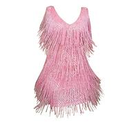 OBASDFD Vestido de noche de lentejuelas sin mangas para mujer, elegante, sexy, ajustado, rosa, M