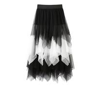 OBASDFD Vestido De Novia Sin Hueso con Dobladillo En Forma, Tutú Largo, Falda Tul for Mujer, Larga, Claro(Black,M)