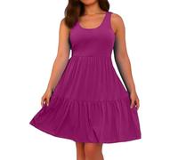 OBASDFD Vestido de primavera y verano para mujer, casual, sin mangas, de longitud media, rosso, XXL