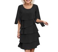 OBASDFD Vestido De Punto Holgado con Cuello Redondo Clásico, Midi Informal for Todos
