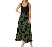OBASDFD Vestido elegante con estampado para mujer en primavera/verano, Ejercito Verde, XL