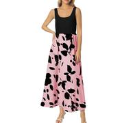 OBASDFD Vestido elegante con estampado para mujer en primavera/verano, rosa, XL