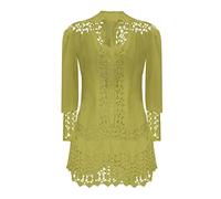 OBASDFD Vestido informal de manga larga para mujer, para primavera, verano, con decoración de espalda, amarillo, XL