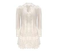 OBASDFD Vestido informal de manga larga para mujer, para primavera, verano, con decoración de espalda, blanco, XXL