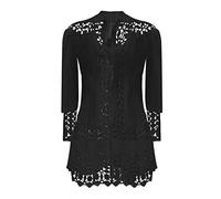 OBASDFD Vestido informal de manga larga para mujer, para primavera, verano, con decoración de espalda, Negro, S