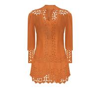 OBASDFD Vestido informal de manga larga para mujer, para primavera, verano, con decoración de espalda, naranja, L
