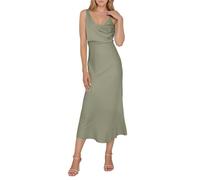 OBASDFD Vestido interior informal de satén para mujer, elegante, color sólido, con tirantes, cintura alta, sin mangas, para el uso diario, color claro, verde claro, M