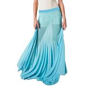 OBASDFD Vestido largo casual transparente, falda de playa fluida, cintura alta, verano, Bu1., M