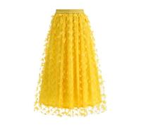 OBASDFD Vestido largo liso, casual, elegante, con tutú para carnaval, falda de tul para adultos, amarillo, S
