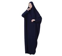 OBASDFD Vestido largo musulmán liso para mujer, Azul Oscuro, XL