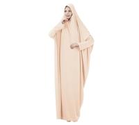 OBASDFD Vestido largo musulmán liso para mujer, beige, M