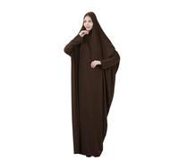 OBASDFD Vestido largo musulmán liso para mujer, café, L