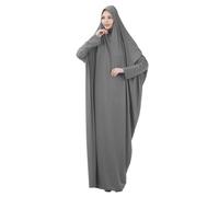 OBASDFD Vestido largo musulmán liso para mujer, gris, M
