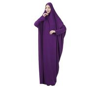 OBASDFD Vestido largo musulmán liso para mujer, Morado (, L