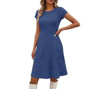 OBASDFD Vestido midi acanalado casual, elegante vestido interior, túnica de manga larga, suéter, suave y cómodo, atuendo diario, Bu2., S