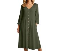 OBASDFD Vestido Midi De Lino Sencillo con Talle Alto for Un Uso Diario Informal Y Relajado
