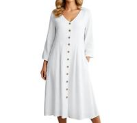 OBASDFD Vestido Midi De Lino Sencillo con Talle Alto for Un Uso Diario Informal Y Relajado