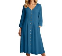 OBASDFD Vestido Midi De Lino Sencillo con Talle Alto for Un Uso Diario Informal Y Relajado