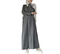 OBASDFD Vestido musulmán Abaya para mujer, caftán islámico, longitud completa, hiyab Dubái, maxi, gris, XL