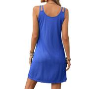 OBASDFD Vestido suelto sin mangas con cuello redondo liso para mujer para primavera/verano, azul, M