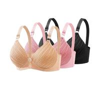 OBASDFD Wireless Bra for Women No Underwire Seamless Push Up Padded Bralette Adjustable Straps Comfort Bras 3 Pack Set Black(Beige,40)