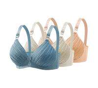 OBASDFD Wireless Bra for Women No Underwire Seamless Push Up Padded Bralette Adjustable Straps Comfort Bras 3 Pack Set Black(Light Blue,42)