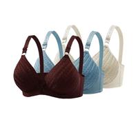 OBASDFD Wireless Bra for Women No Underwire Seamless Push Up Padded Bralette Adjustable Straps Comfort Bras 3 Pack Set Black(Coffee,42)
