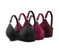OBASDFD Wireless Bra for Women No Underwire Seamless Push Up Padded Bralette Adjustable Straps Comfort Bras 3 Pack Set Black(Black,42)
