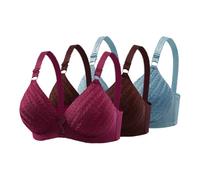 OBASDFD Wireless Bra for Women No Underwire Seamless Push Up Padded Bralette Adjustable Straps Comfort Bras 3 Pack Set Black(Wine,36)
