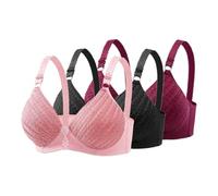 OBASDFD Wireless Bra for Women No Underwire Seamless Push Up Padded Bralette Adjustable Straps Comfort Bras 3 Pack Set Black(Pink,40)