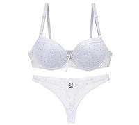 OBASDFD Women Bra and Panty Set Satin Bowknot Lace Underwire Bras Lingerie Rose Red(White,40C)