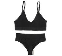 OBASDFD Women Bra Set Neck Tops High Waist Thongs Underwear Comfort Wire Lingerie Set(Light brle,L)(Black,L)