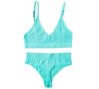 OBASDFD Women Bra Set Neck Tops High Waist Thongs Underwear Comfort Wire Lingerie Set(Light brle,L)(Light Brle,M)