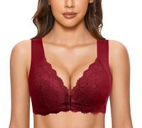 OBASDFD Women Bra Without Steel Ring French Closed Front T Back Plus Size Seamless Unlined for Large Breasts Nursing Bustier, Beige, 6XL(Wine Red,8XL)