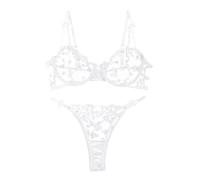 OBASDFD Women LingеRie Set Brassiere Strap Lace Thong Underwear Flower Embroidery Bra Lenceria(Light Red,L)(White,L)