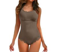 OBASDFD Women Swimsuit Bathing Suits Scalloped Edge and Ribbed Retro Square Neck, Army Green, XS(Coffee,XXL)