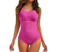OBASDFD Women Swimsuit Bathing Suits Scalloped Edge and Ribbed Retro Square Neck, Army Green, XS(Purple,XXL)