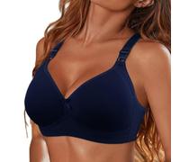 OBASDFD Women Underwear Bra Without Steel Ring Push Up, Blue, 42D(Purple,44D)