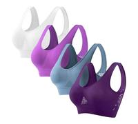 OBASDFD Women's 5 Pack Seamless Bras Wireless Comfort Sleep Bra Plus Size Soft Stretchy Everyday Lounge Bralette(2-Purple,XXL)