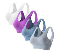 OBASDFD Women's 5 Pack Seamless Bras Wireless Comfort Sleep Bra Plus Size Soft Stretchy Everyday Lounge Bralette(3-Gray,5X-Large)