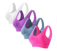 OBASDFD Women's 5 Pack Seamless Bras Wireless Comfort Sleep Bra Plus Size Soft Stretchy Everyday Lounge Bralette(3-Hot Pink,3X-Large)