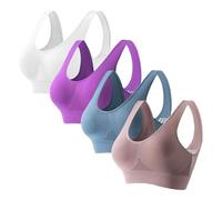 OBASDFD Women's 5 Pack Seamless Bras Wireless Comfort Sleep Bra Plus Size Soft Stretchy Everyday Lounge Bralette(2-Khaki,XXL)