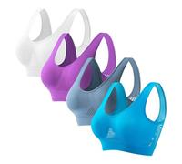 OBASDFD Women's 5 Pack Seamless Bras Wireless Comfort Sleep Bra Plus Size Soft Stretchy Everyday Lounge Bralette(3-Blue,Medium)