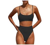 OBASDFD Women's Bikini Set with Halterneck Push Up Bottoms Top Two Piece Swimsuit, Yellow, XL(Black,S)