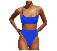 OBASDFD Women's Bikini Set with Halterneck Push Up Bottoms Top Two Piece Swimsuit, Yellow, XL(Blue,L)