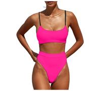 OBASDFD Women's Bikini Set with Halterneck Push Up Bottoms Top Two Piece Swimsuit, Yellow, XL(Hot Pink,XL)