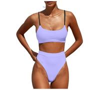 OBASDFD Women's Bikini Set with Halterneck Push Up Bottoms Top Two Piece Swimsuit, Yellow, XL(Purple,M)