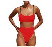 OBASDFD Women's Bikini Set with Halterneck Push Up Bottoms Top Two Piece Swimsuit, Yellow, XL(Red,M)