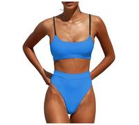 OBASDFD Women's Bikini Set with Halterneck Push Up Bottoms Top Two Piece Swimsuit, Yellow, XL(Sky Blue,L)